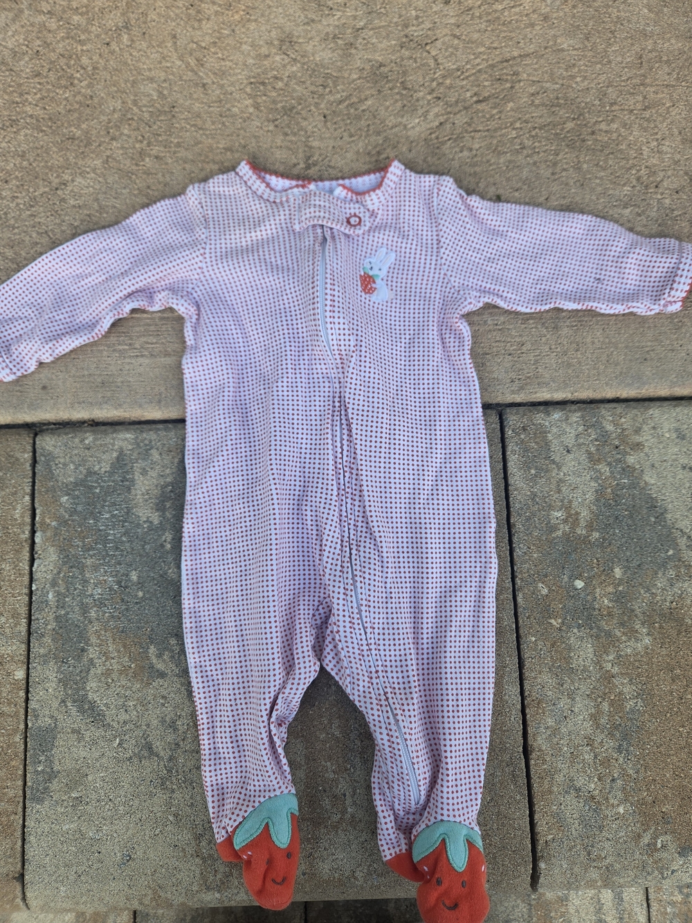 Carter's Pink Dot Footed One-Piece with Strawberry Feet